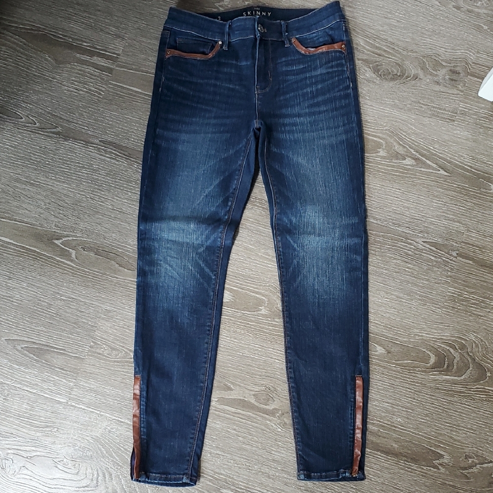WHBM Leather Trim Jeans